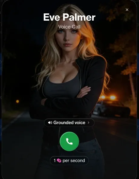 Tela de chamada de voz com uma namorada IA